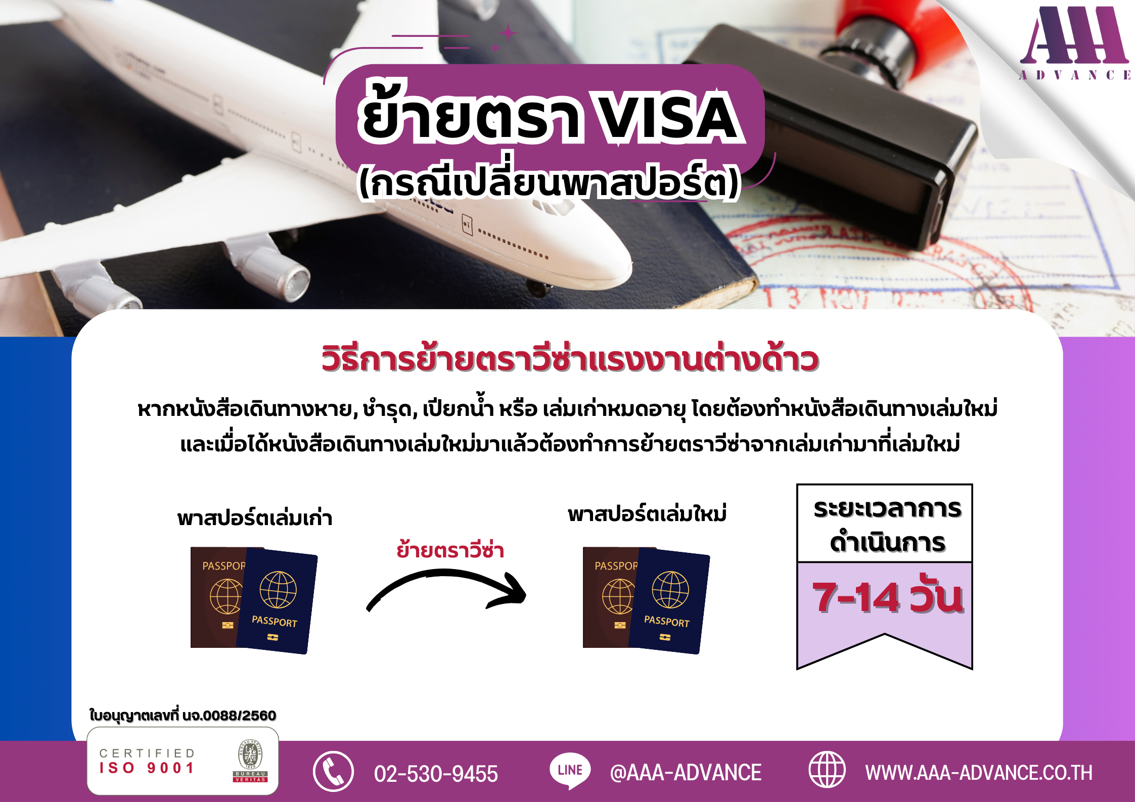 การย้ายตรา VISA (กรณีเปลี่ยนพาสปอร์ต)